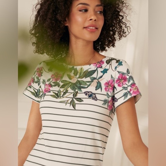 Joules Riviera Print Printed Jersey Short Sleeve Dress, Size 8 - Picture 2 of 14